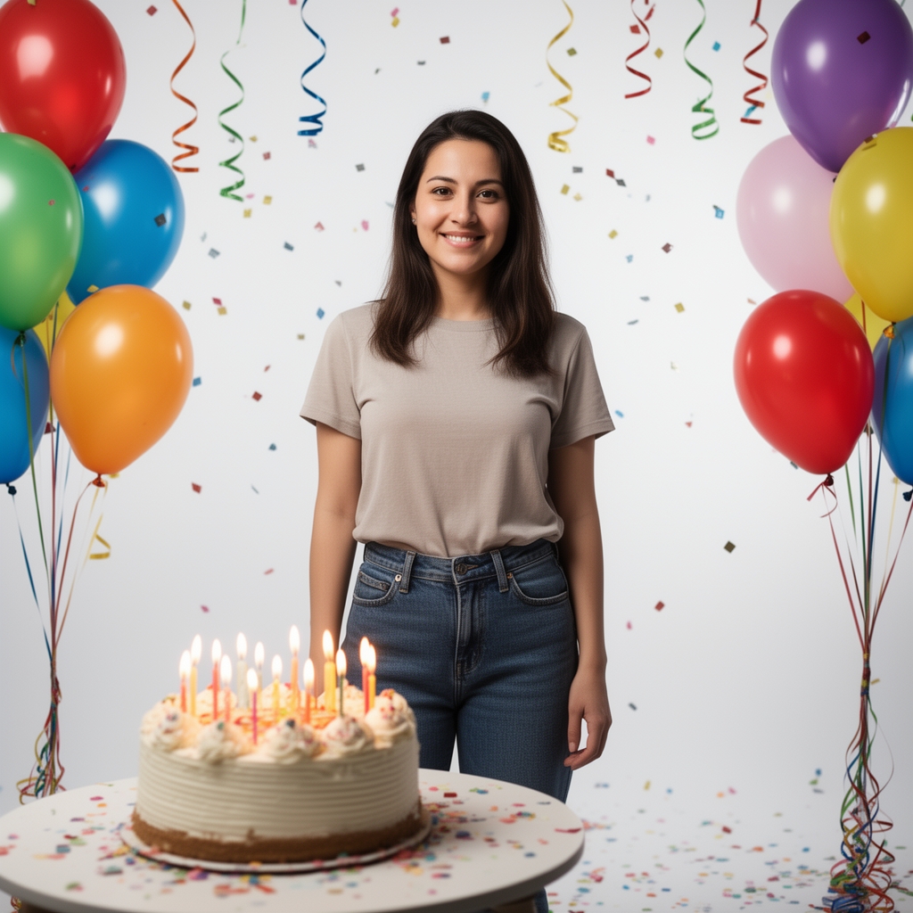 عکس تولد ایستاده از خودم در آتلیه با کیک و تم4