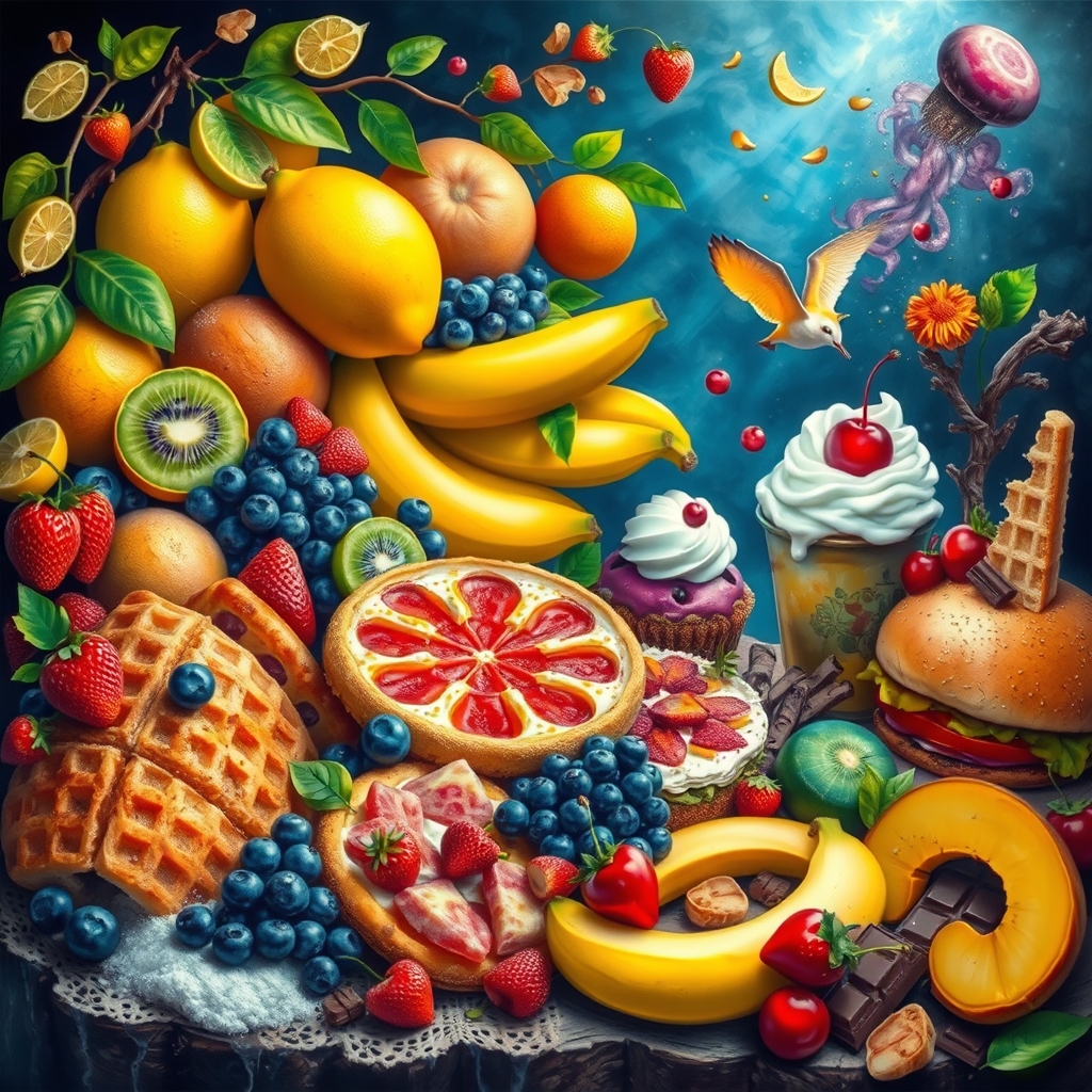 🍋🥝🫐🍌🥭🍓🍒🍕🥐🍔🧇🍨🍫21