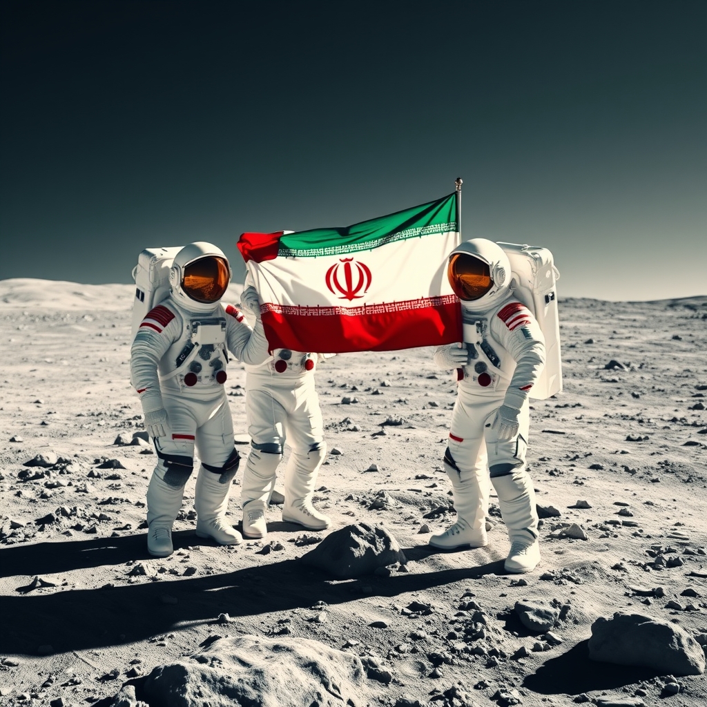 فتح ماه توسط فضانورد های ایرانی و پرچم ایران روی ماه6