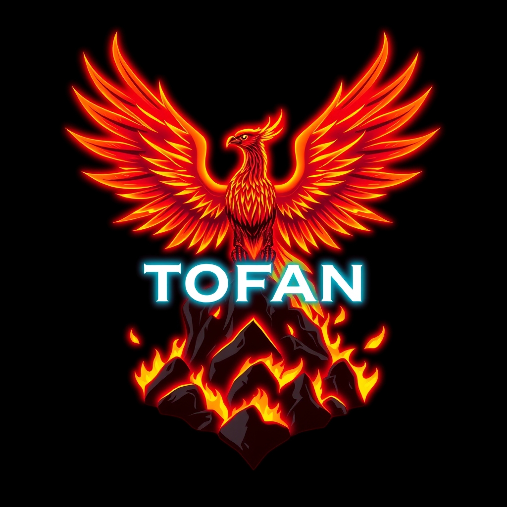 لگو یک ققنوس برخاسته از زغالهای درخشان، با بالهایی آتشین که گسترده شدهاند با اسم TOFAN3