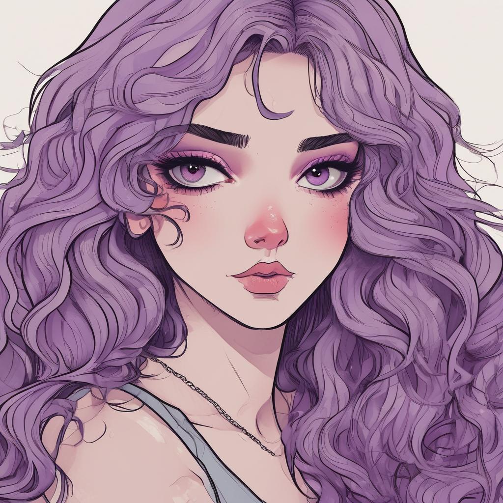 دختر چشم و ابرو مشکی باموهای حالت دار بنفش2