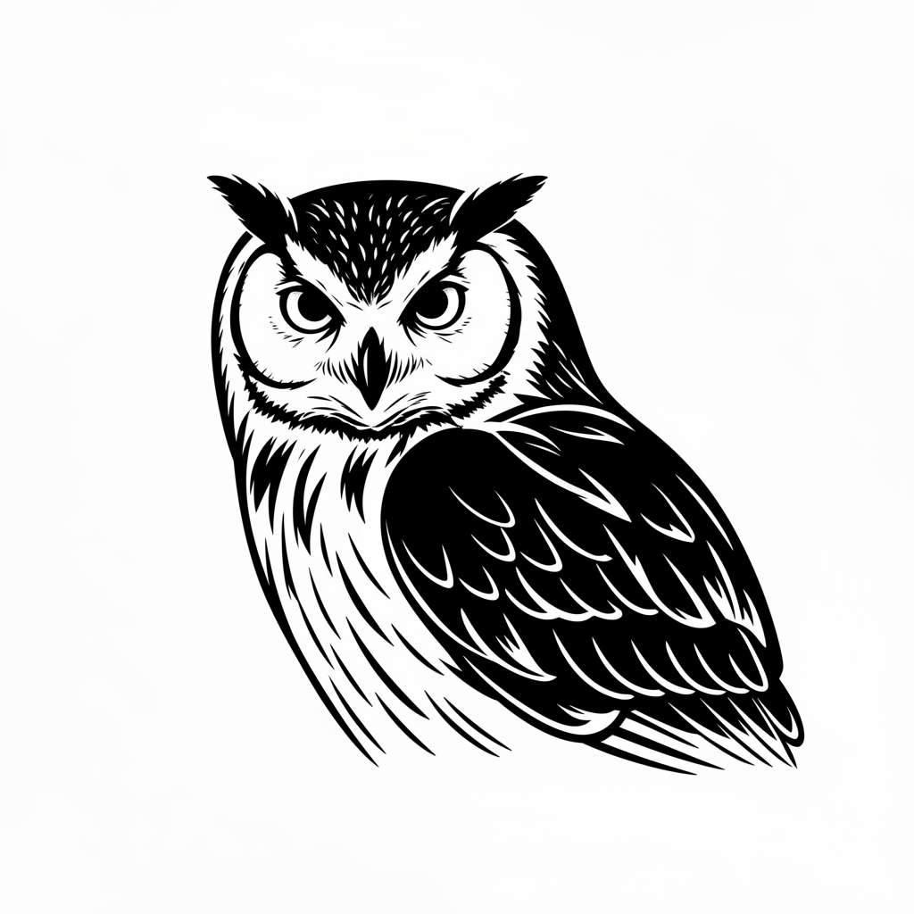 نقاشی سیاه قلم آسان طرح جغد 5