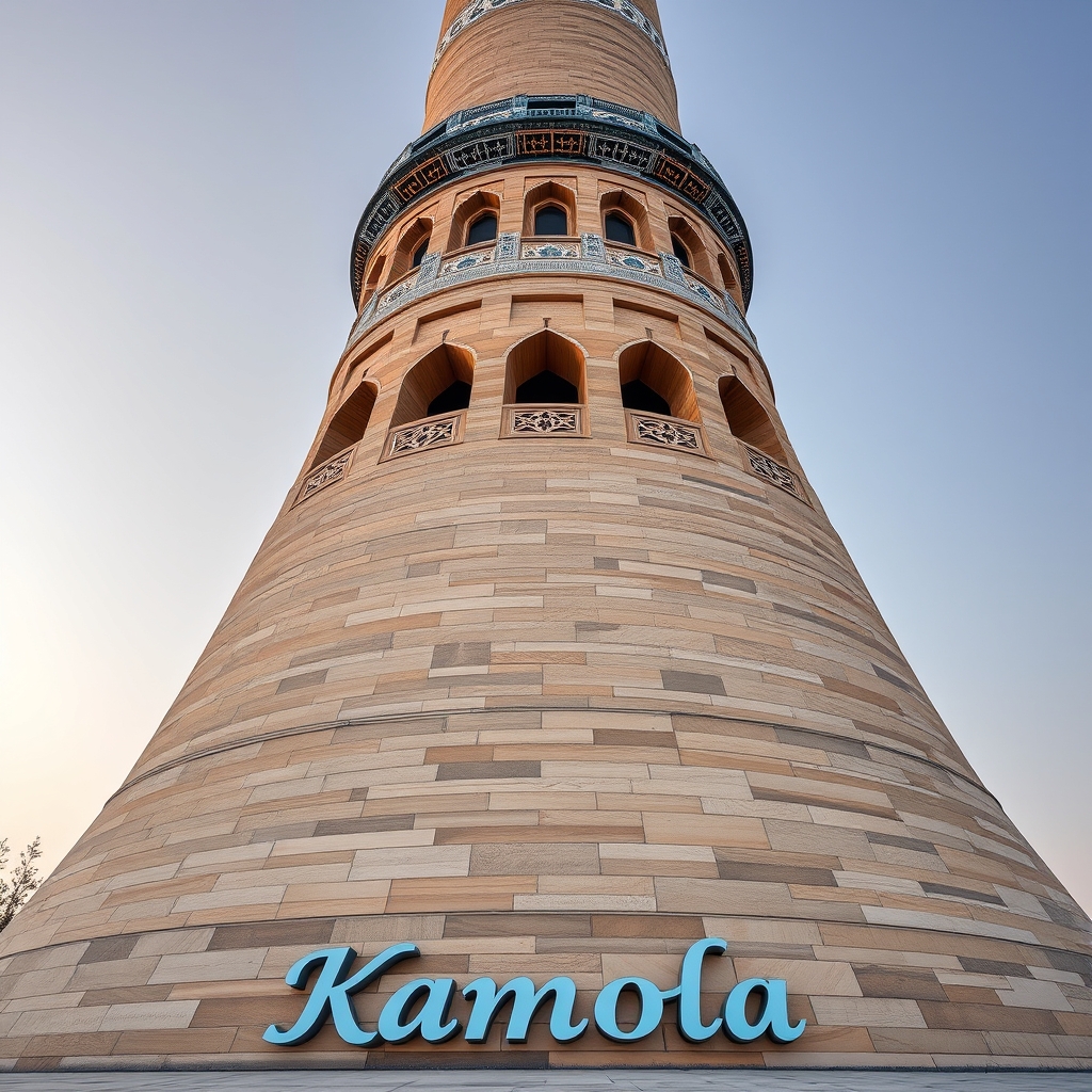 برج آزادی ترکیب شده با برج میلاد که رو به دوربین که ردش فارسی نوشته کمولا22