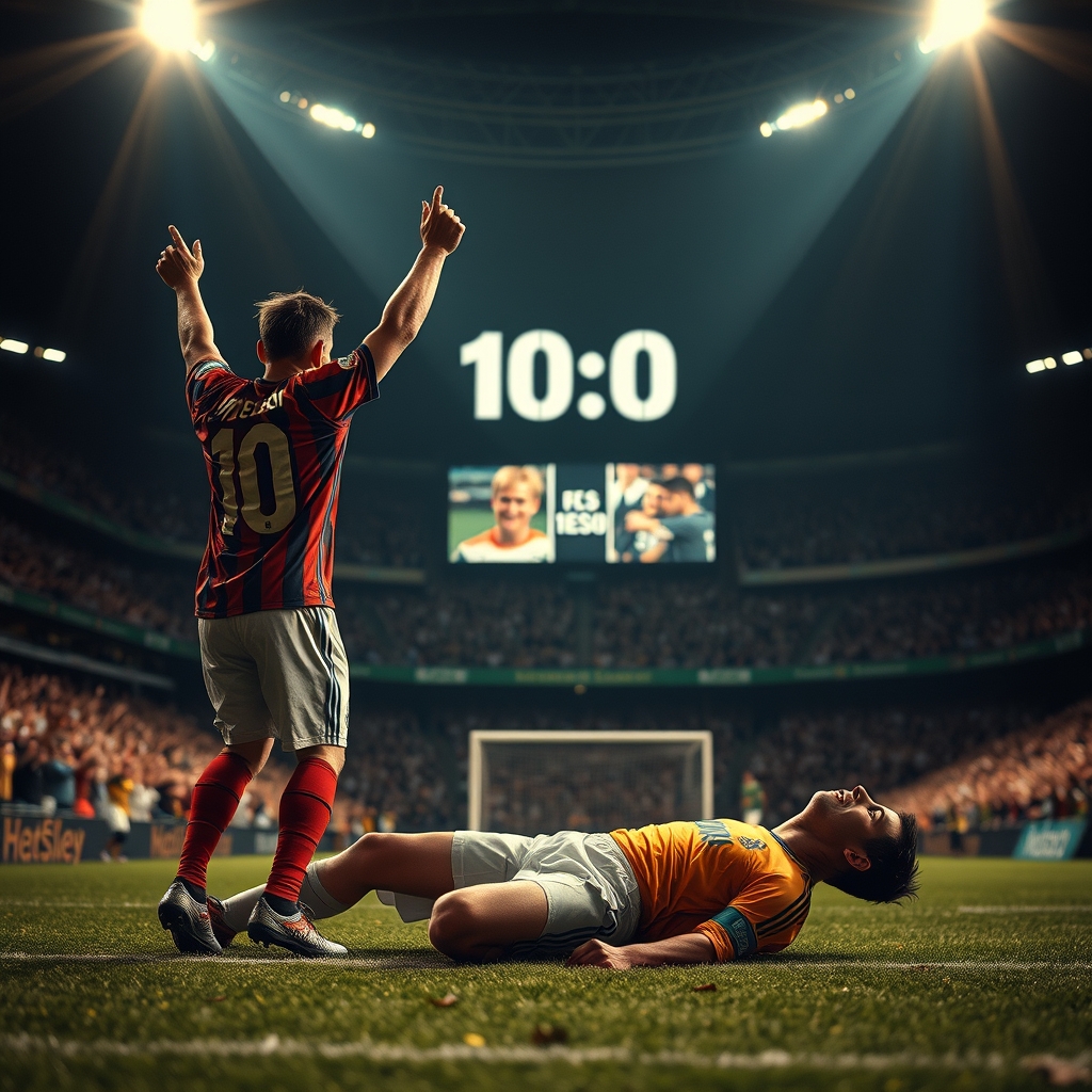 عکس لینک مسی که داره خوشحالی گل میکنه وکریستیانو رونالدو داره گریه می کنه وروی زمین افتاده چون ۱۰۰_۰باختن
3