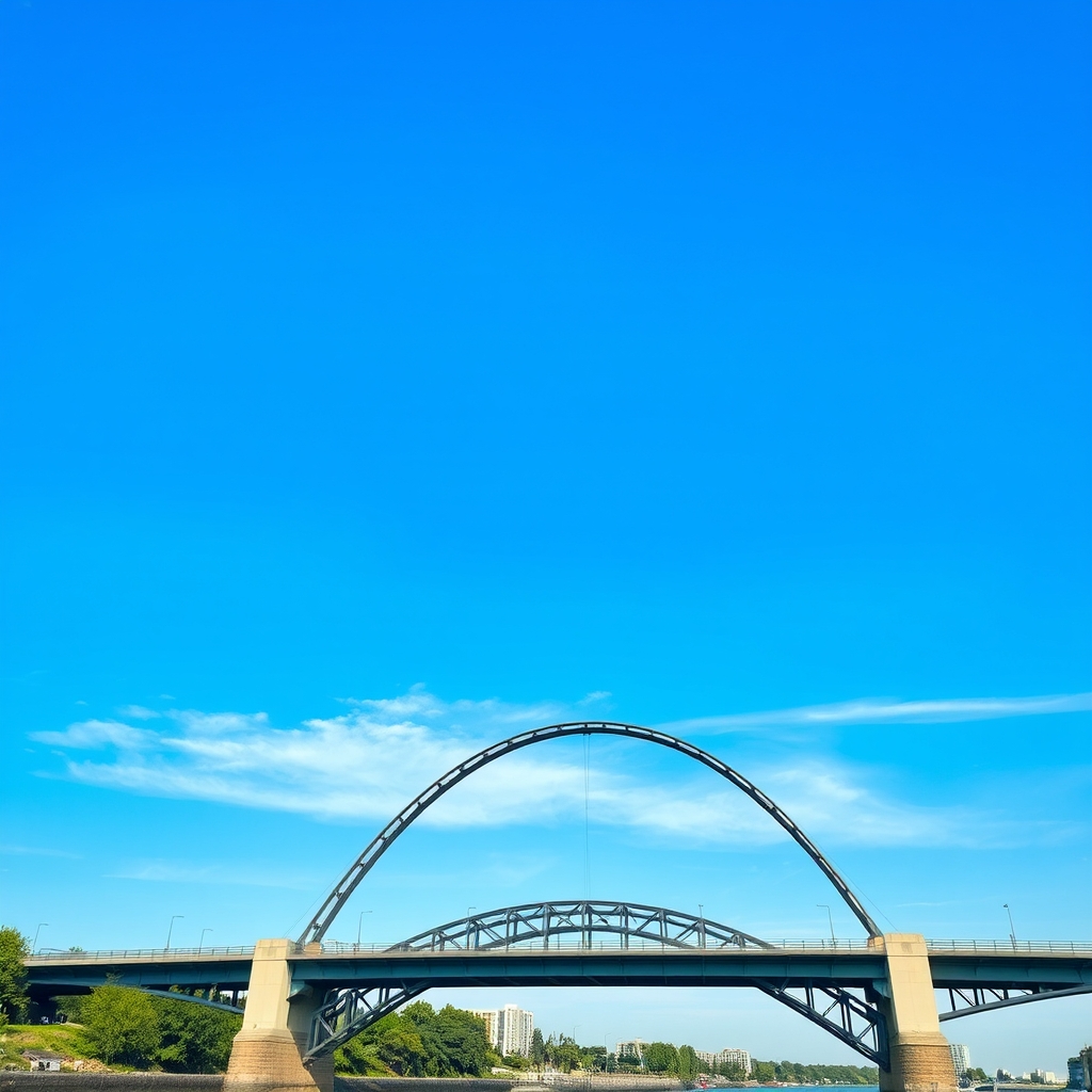 اسمان ابی و یک پل هلالی  زیر پل رودخانه 0