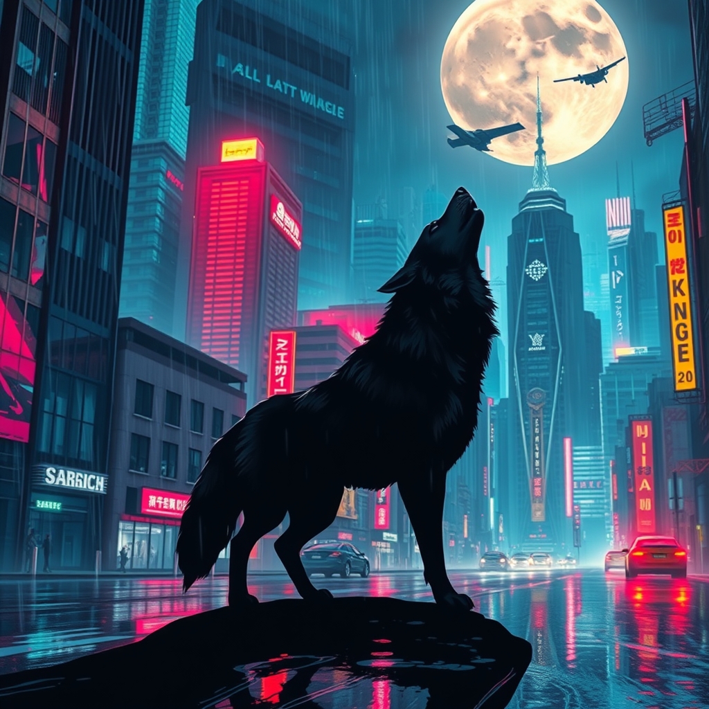 زوزه کشیدن یک گرگ در زیر ماه9