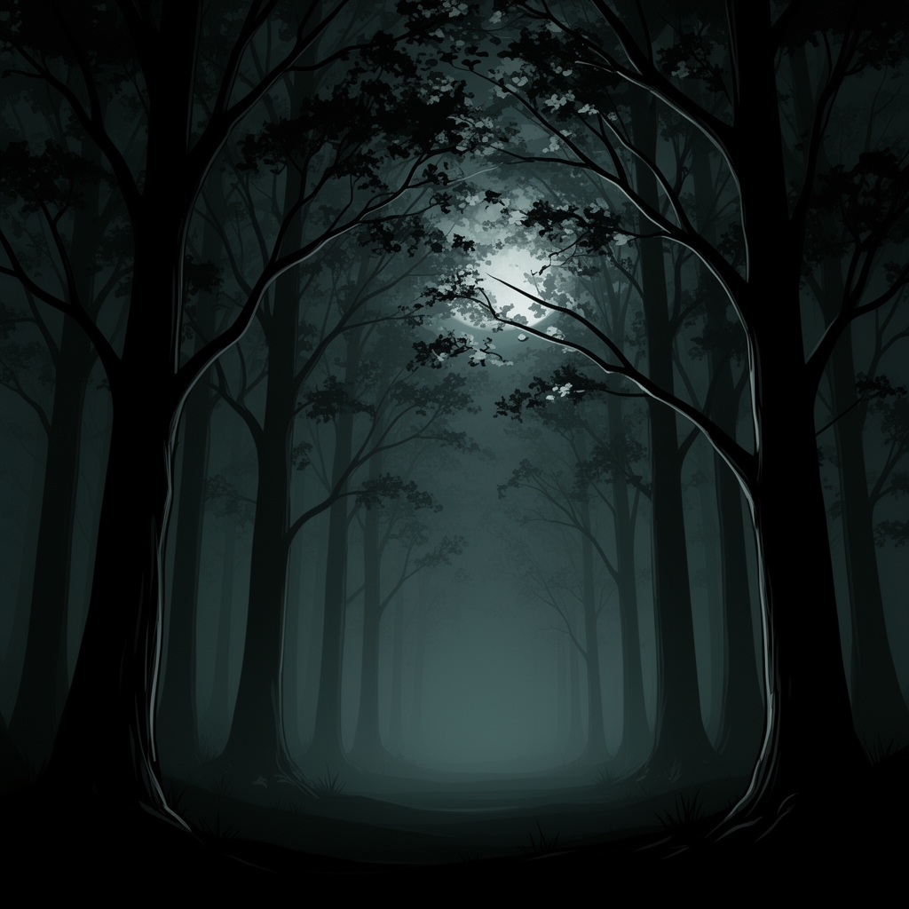 نقاشی جنگل سیاه قلم زیبا آسان 0