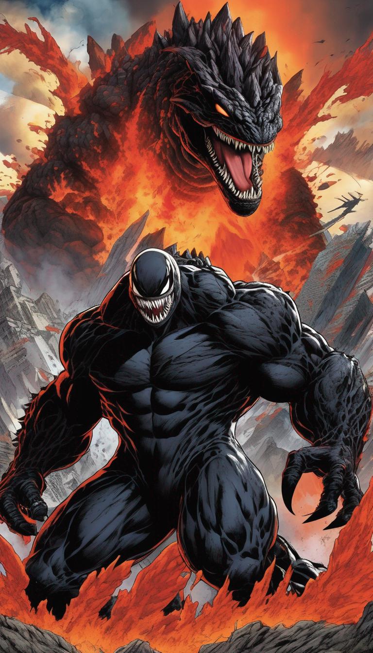  «ونوم «بزرگ» سیاه» در ««حال جنگیدن» با گودزیلا» در کنار یک «آتشفشان خیلی بزرگ فعال است». 2