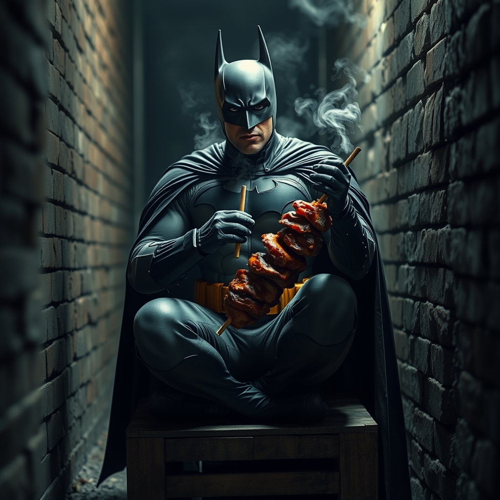بتمن در حال خوردن کباب
13