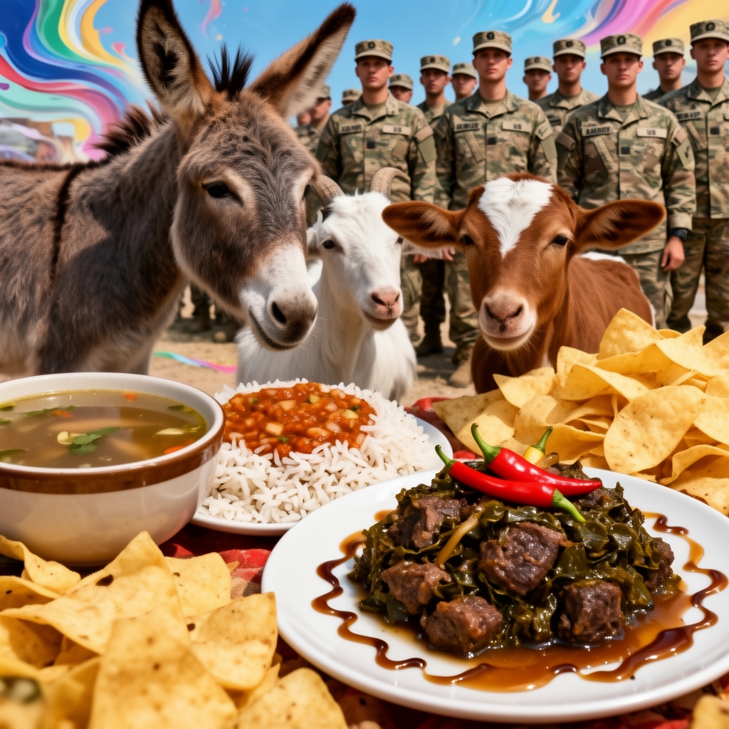 یه عکس در هم برهم خر تو خر با روانی بازی های پی در پی و بز و خر و گوساله هم تو عکس باشه خر خر خر
آب گوشت . شله برنج . چیپس  کله پاچه ی چرب و چیلی با سس دریایی ارتش آمریکا همگانی و در نهایت یک سلام 1