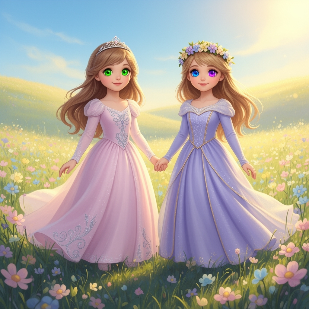 دوتا دختر که چشم های سبز لباس
یکی دیگه چشماش آبی و بنفش
تو دشت و لباس هاشون پرنسسی2