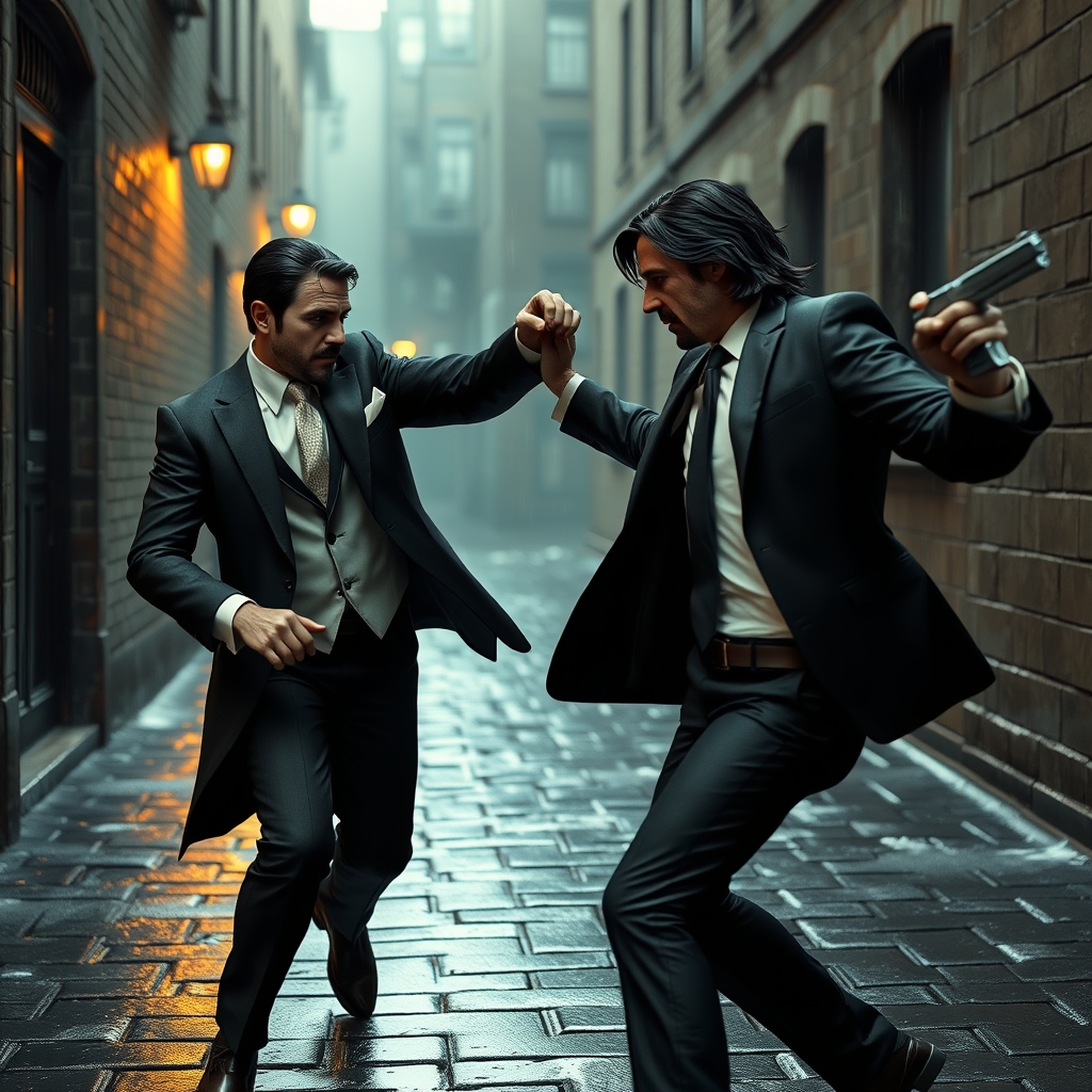 بازیگر سریال پنگوئن در حال مبارزه با جان ویک 13