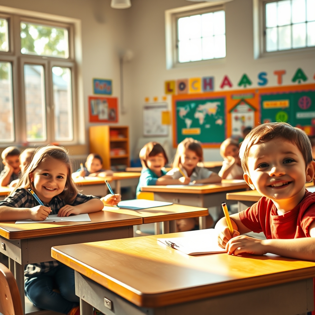 عکس کلاس جذاب با بچه هایی که دارند می نویسند و خوشحالند در کلاس باحال

19