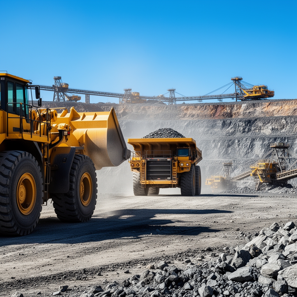 معدن بزرگ که در آن لودر بزرگ و کامیون بزرگ و چیز های بزرگ دیگر است5