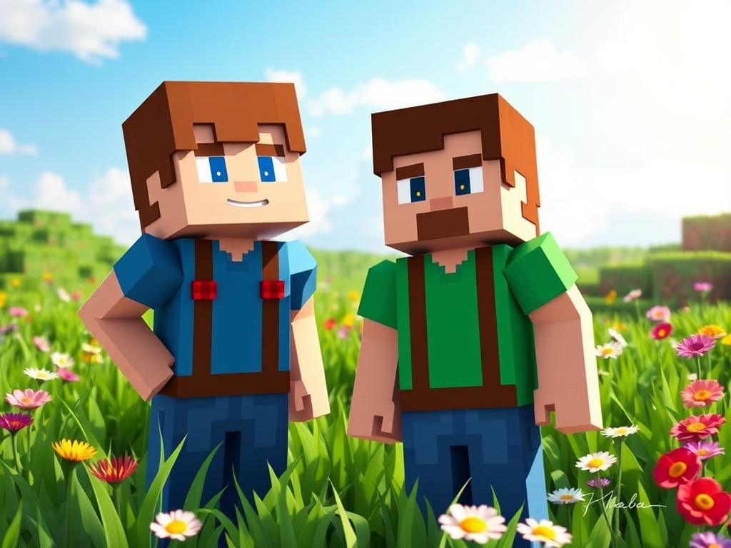عکس الکس و استیو ماینکرفت در بایوم دشت 3