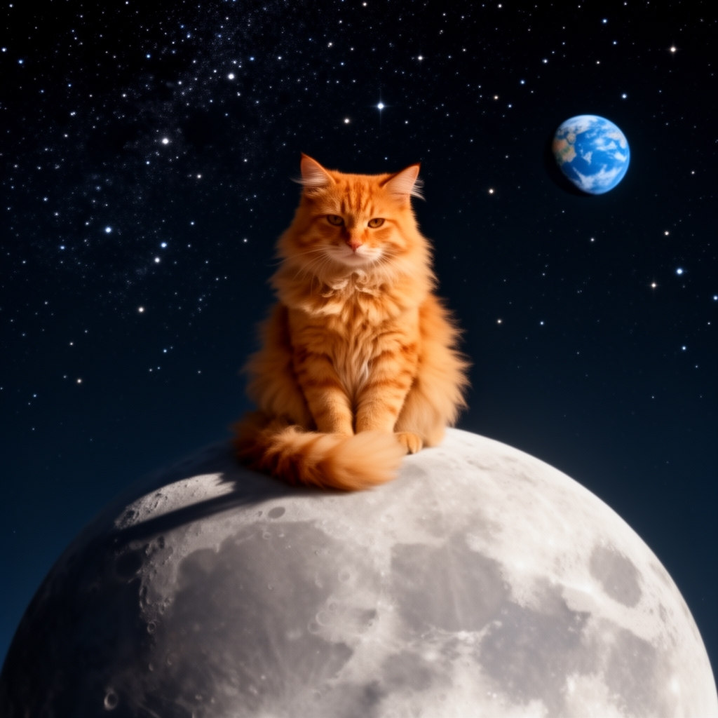 یک گربه که روی ماه 🌙 نشسته 5