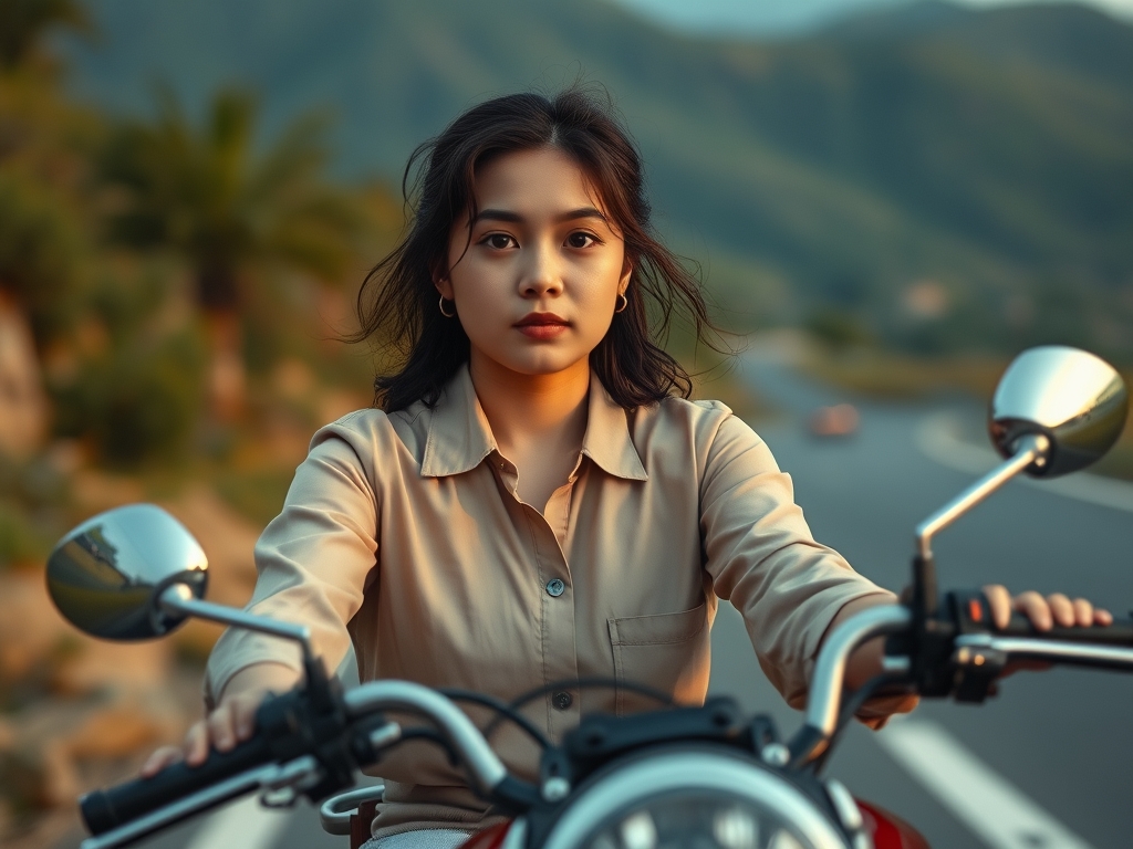 دختر در حال موتور سواری 7