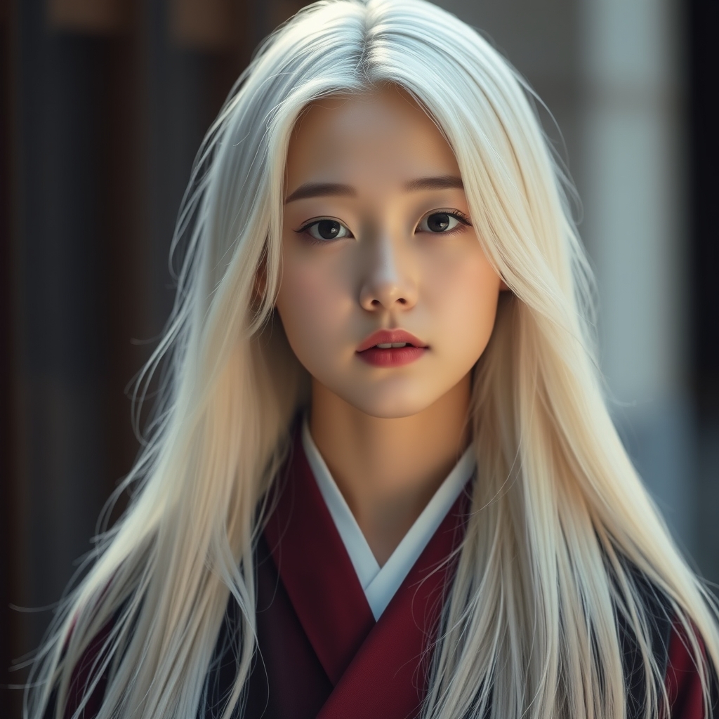 یک دختر خیلی خوشگل کره ای با موهای خیلی بلند سفید 23