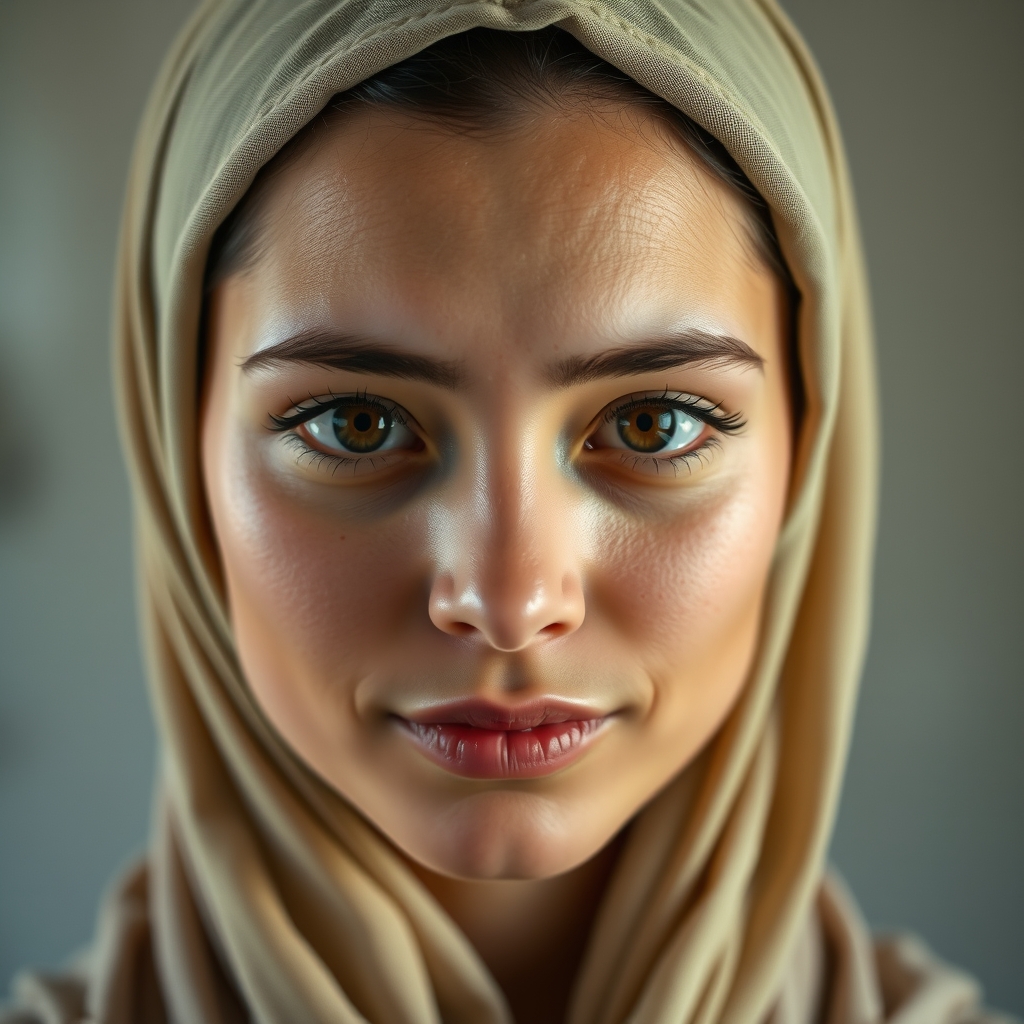 یک دختر باحجاب با اندامی لاغر و پوستی سفید،کوتاه قد چشم های قهوه ای تیره و مژه های بلند و ابروهای کشیده زیر چشم هایش تیره و گود رفته و لب هایی ترک خورده و نازک و لبخندی کم جان 0
