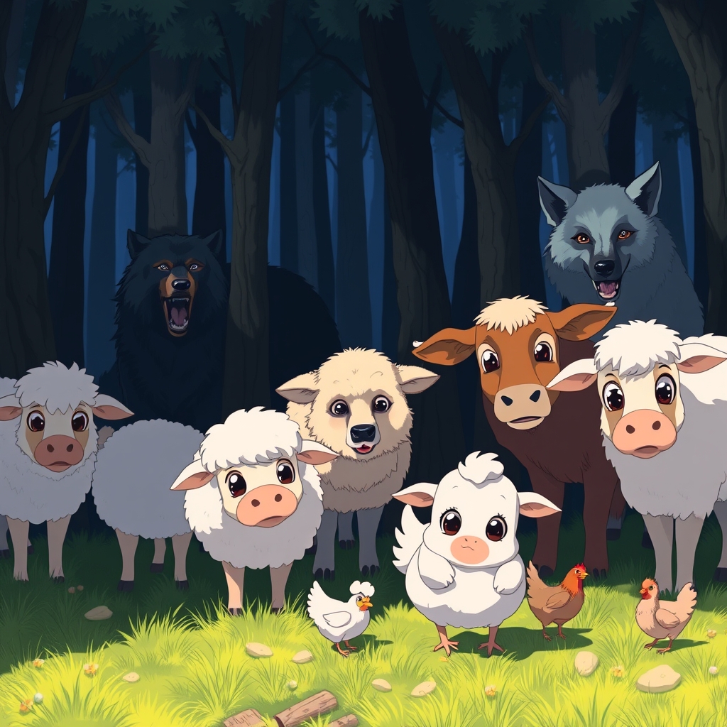 حیوانات مزرعه در کنار حیوانات جنگل و دریده شدن حیوانات ضعیف مزرعه15