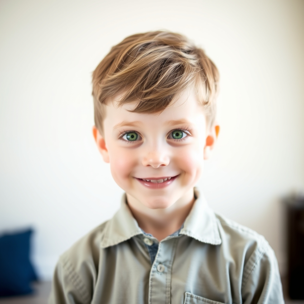 یک پسر بچه سفید رو چشم سبز موهای خرمایی 5