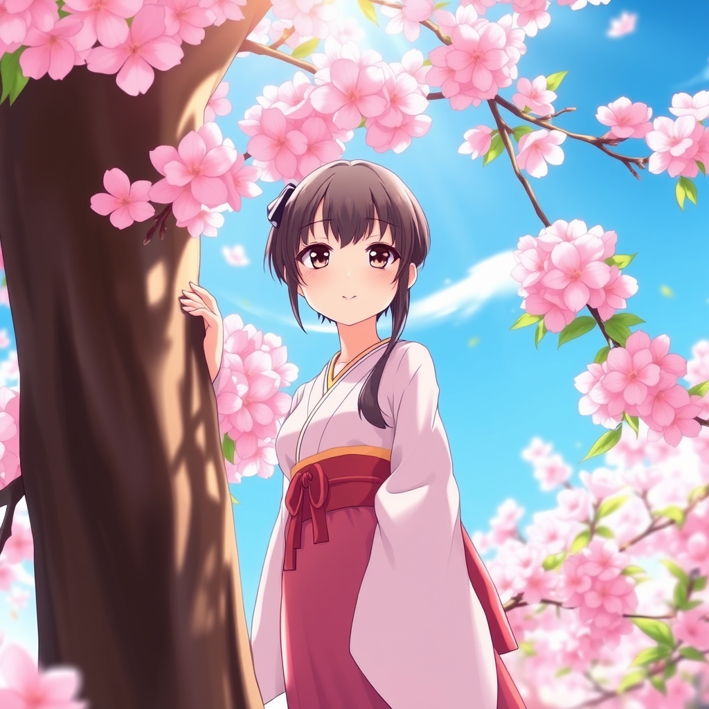 دختری به نام ساکورا که به دخرت گیلاس تکیه داده18