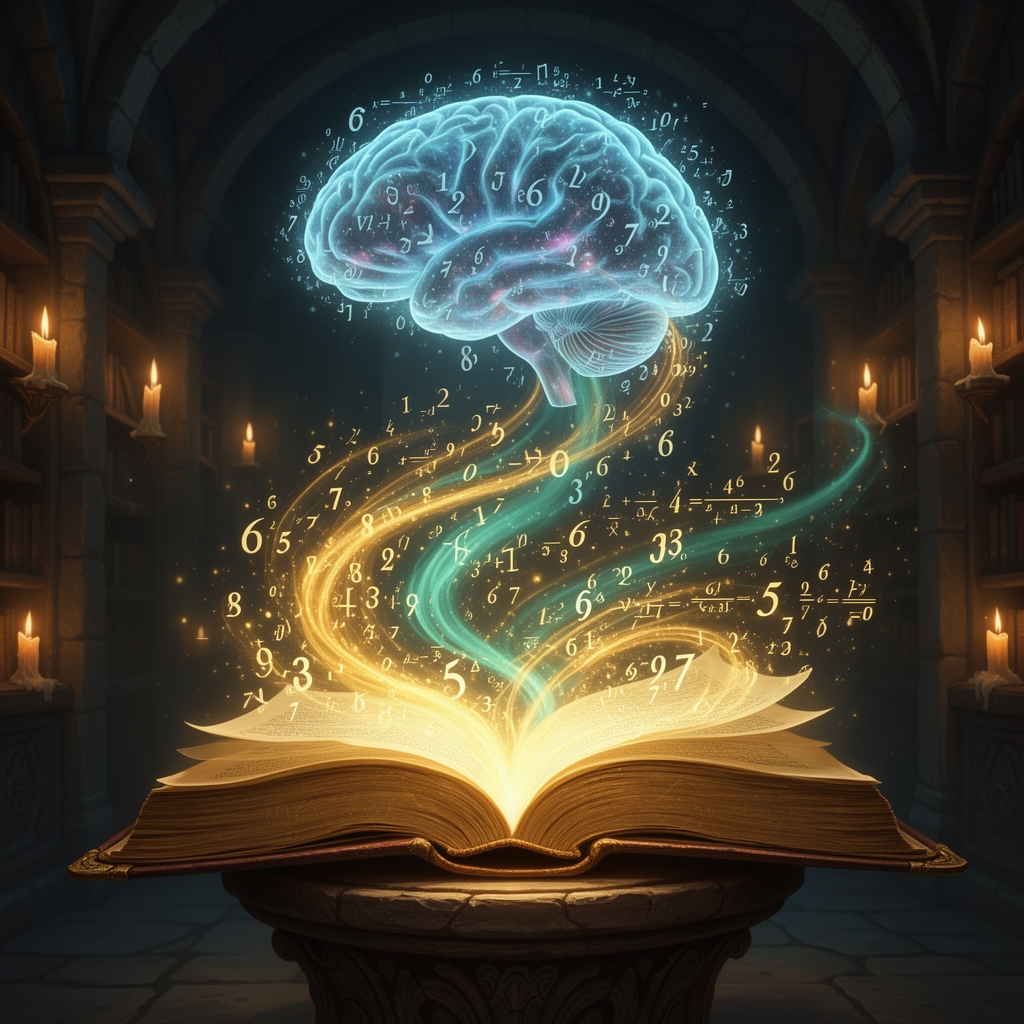 یه کتاب ریاضی که از توش اعداد و ارقام و فرمول های ریاضی میاد بیرون و میره داخل مغز3
