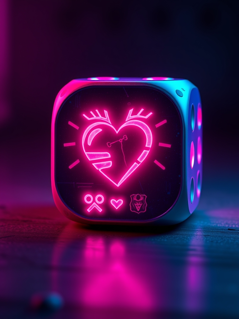 عکس یک تاس که روی آن قلب هک شده باشد و پایین آن نوشته باشد منچرز22