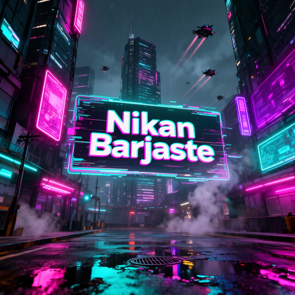 یه عکس که روش نوشته Nikan Barjaste با یه شهر نئونی5