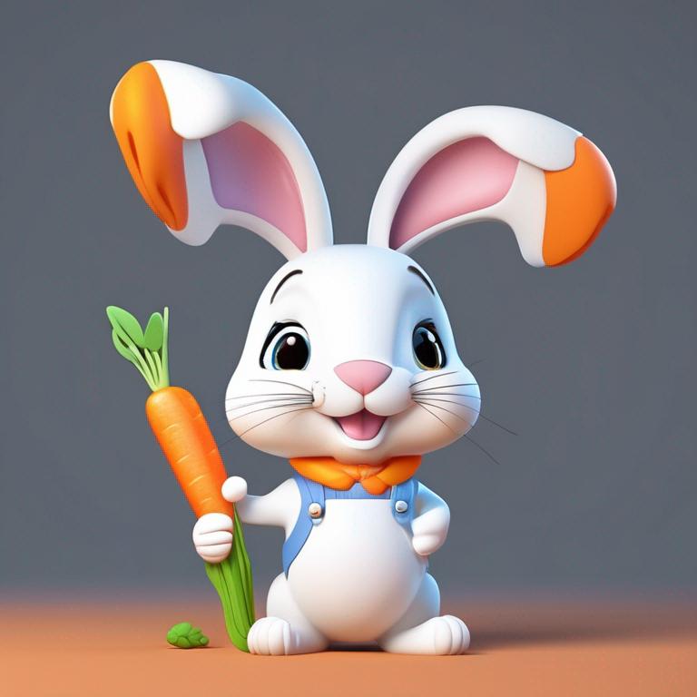 خرگوش کارتونی بامزه‌ای که یک هویج در دست دارد2