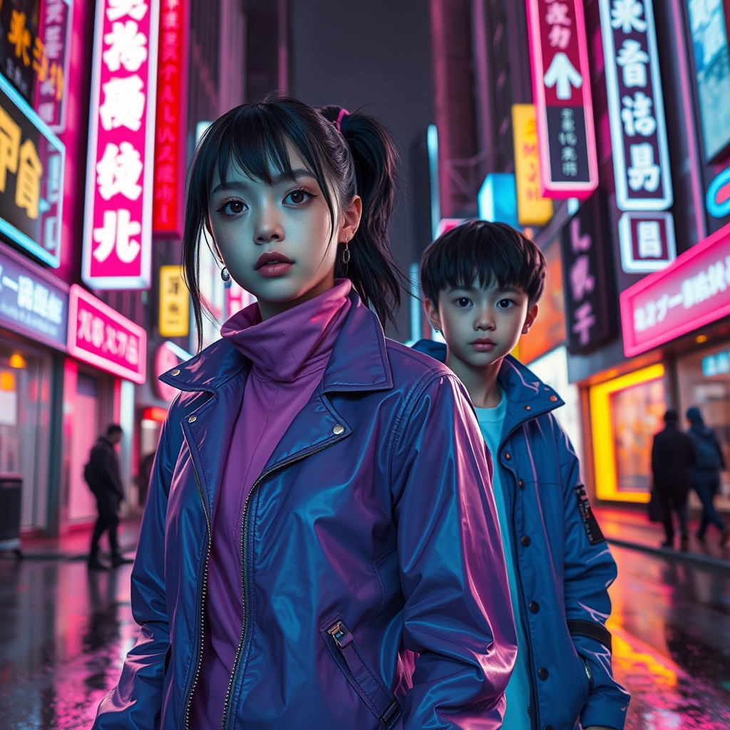 سایبر پانک دختر رنگ صورتی و سایبر پانک پسر  رنگ ابی
ا2