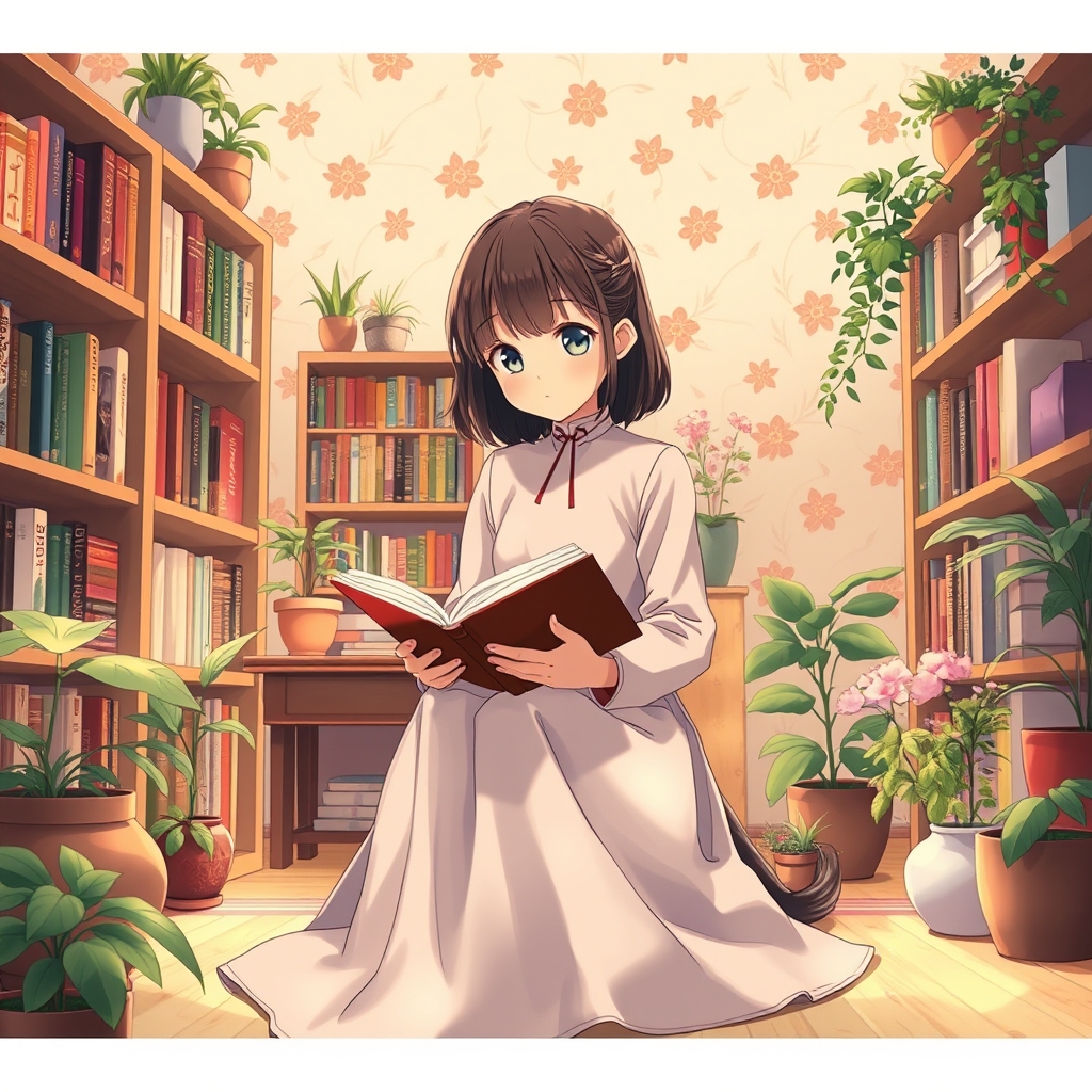 عکس یک دختر در اتاق زیبا در حال کتاب خواندن22