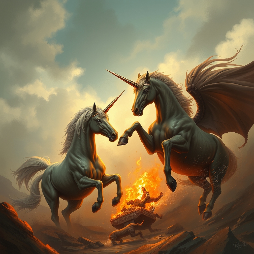 مبارزه دو اسب تک شاخ17