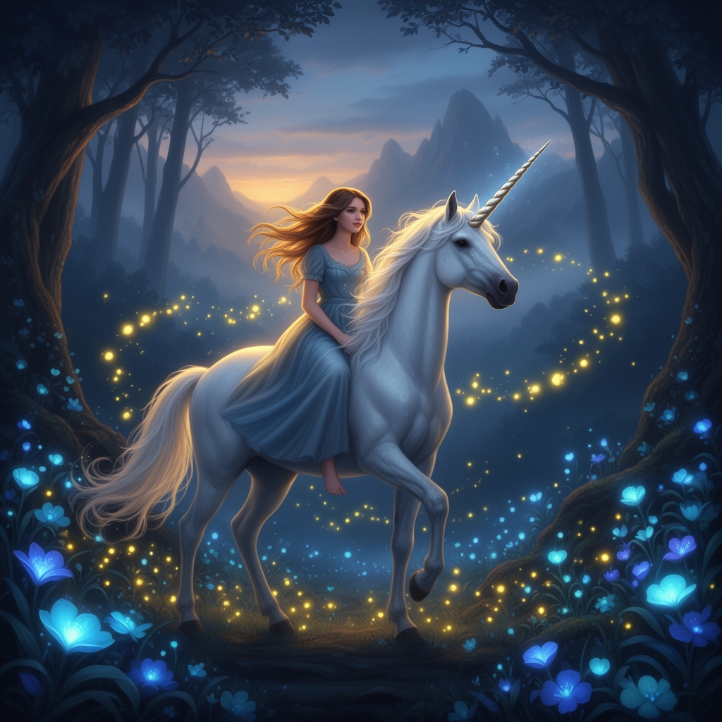 دختری سوار اسب تک شاخ4