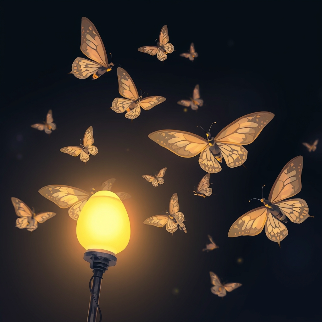 پروانه ها دور لامپ دارند می چرخند13