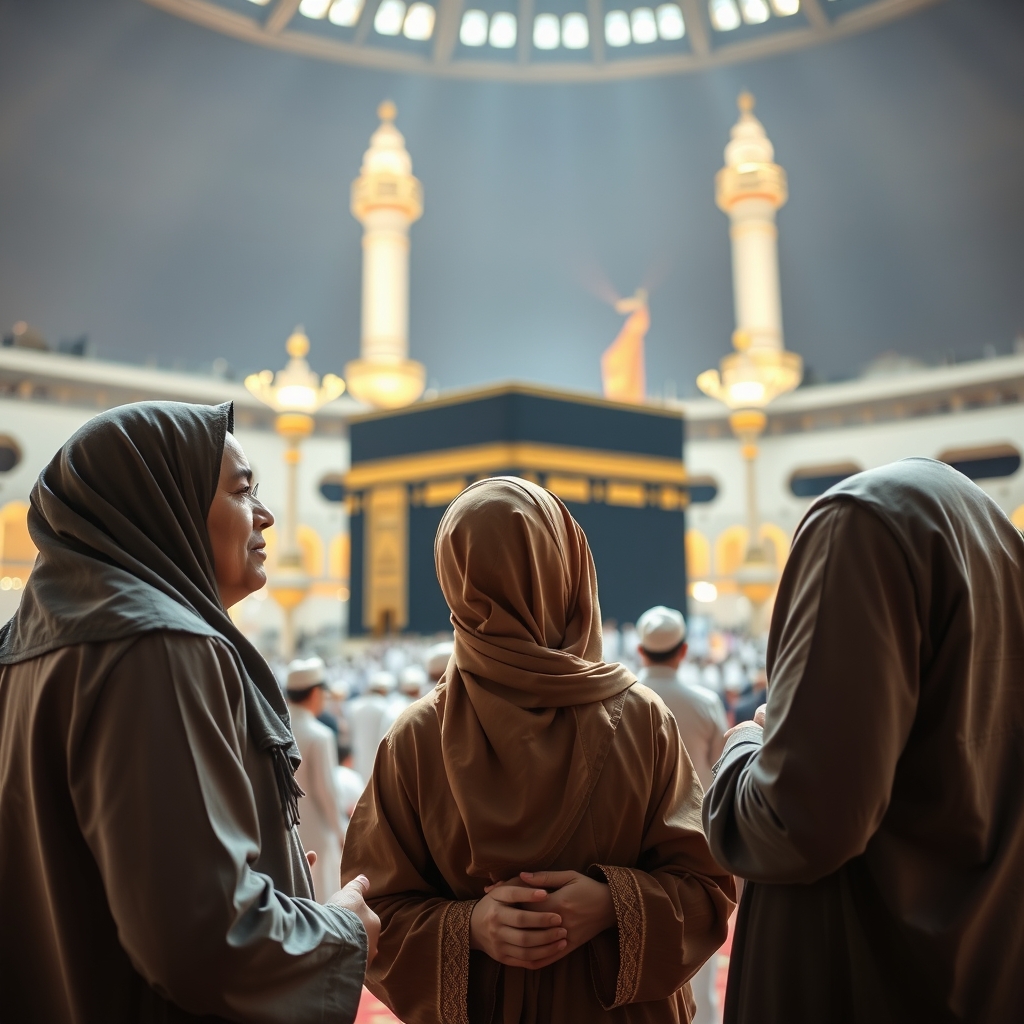 یک خانواده پنج نفره مسلمان ایرانی در خانه خدا درحال نیایش و دعا21
