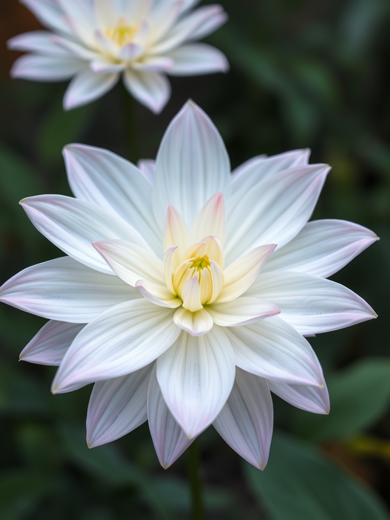 یک گل سفید و جادویی و بسیار زیبا که لبع های هر گلبرگ آن کمی صورتی کم رنگ است2