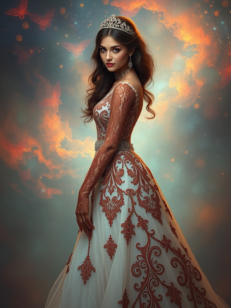 عروس رویایی تر ازریایی با لباس عروس شب حنا بندون 7