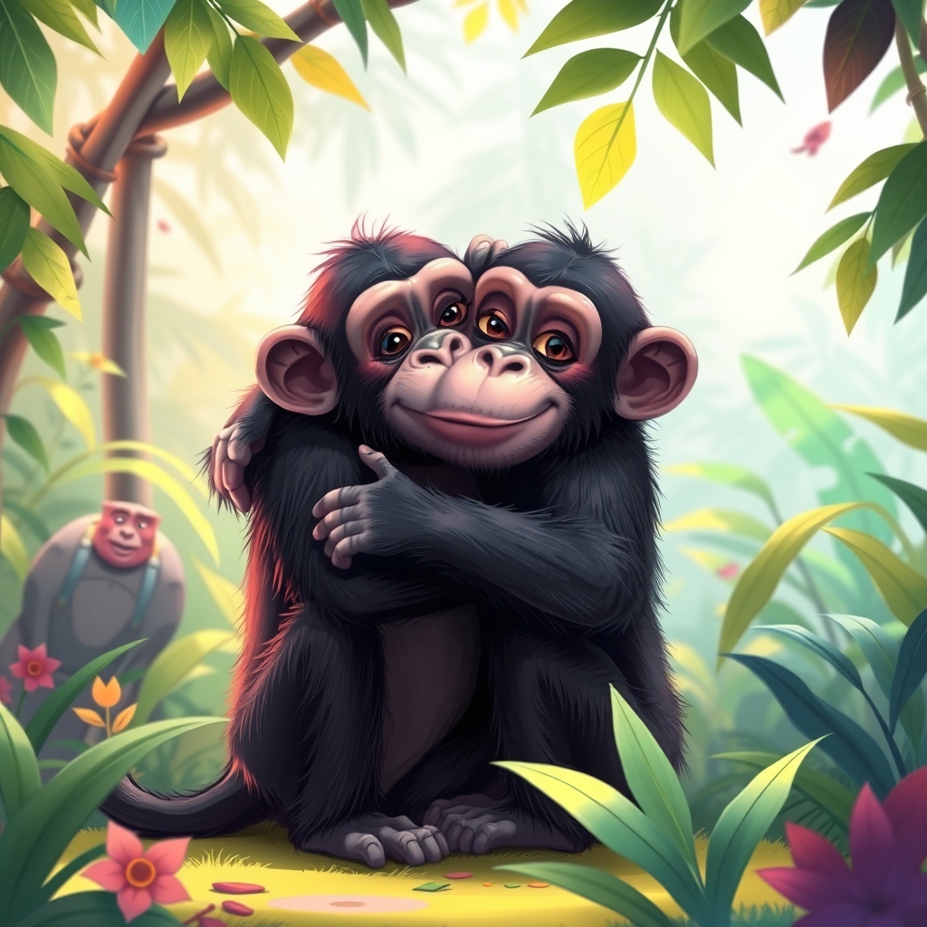 عکس تونگ تونگ تونگ سحور کناره شانپانزینی بنانینی که همدیگر را بقل کردن8