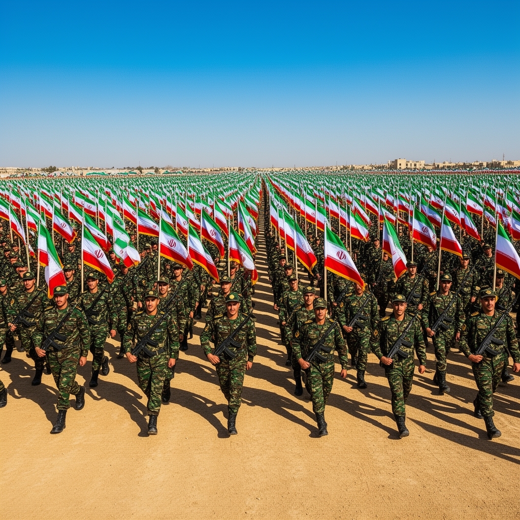 لشکر عظیم سپاه پاسداران ایران با پرچم ایران در سرصف ها1