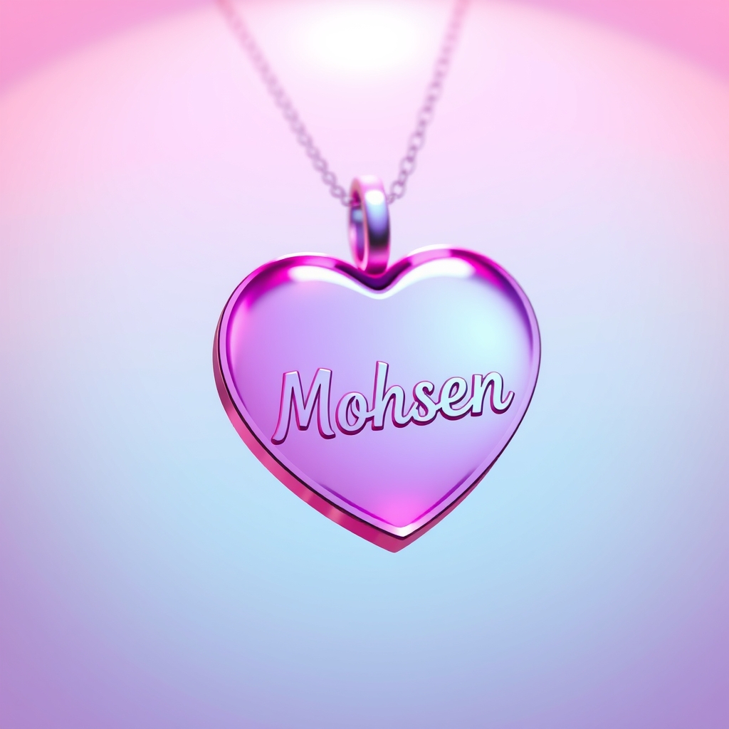 گردنبند قلبی صورتی که روش نوشته شده Mohsen14