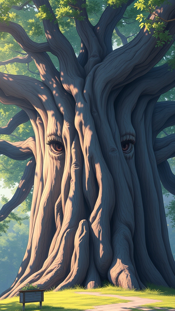 درخت غول پیکر زیبا شاخه های بالایی آن شبیه چهره مرد مهربان است19