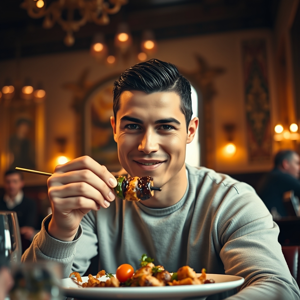 عکس رونالدو در حال غذا خوردن کباب کوبیده 13