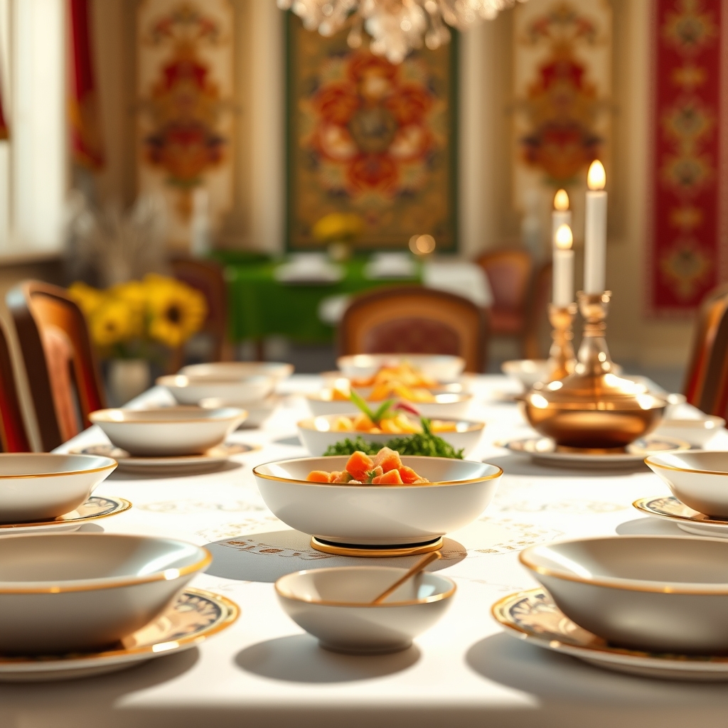 سفره هفت سین با ظرف های خالی
12