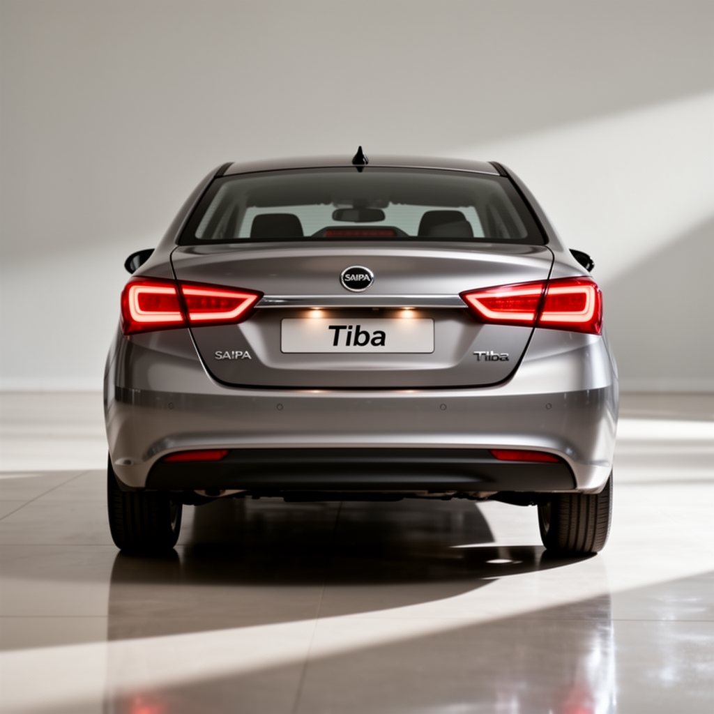 ماشین تیبا از نمای پشت و خیلی زیبا و با چراغ عقب بزرگ و ماشین تیبا کف خواب0