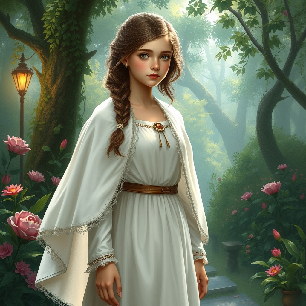 عکس دختر زیبایی با چادر سفید و پریراهن سفید ،روسری وچادری سفید در باغی زیبا
18