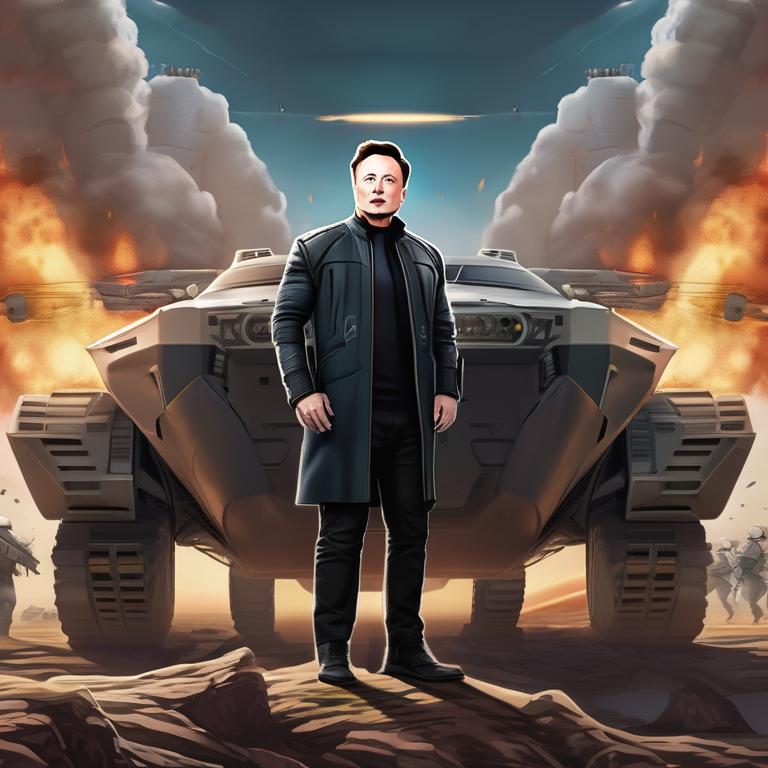 ایلان ماسک در جلو ی یک لشکر که میخواهد به آنها دستور حمله بدهد17