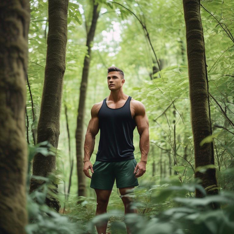 مردی زیبا با هیکل مناسب در جنگل5