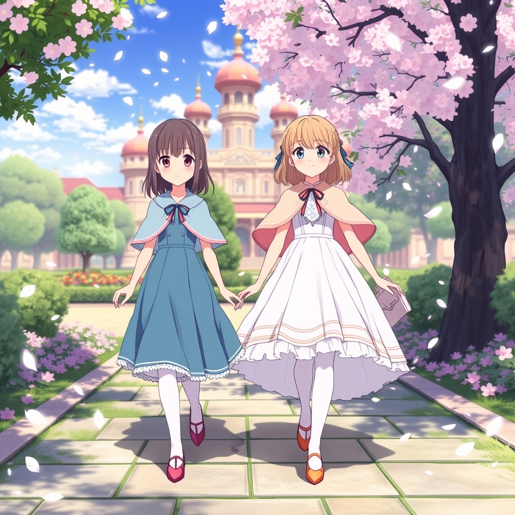 . ملودی و دوستش کرومی و لباس پرنسسی زیبایی به تن کرده اند و جوراب سفید به پاهایش کرده اند و کفش زیبا. و شنل کوتاه زیبایی بردوش آنها است. وقتی این دوست نوجوان 12 ساله ای بودند. در باغ قصر زیبا قدم می‌زدند و باران شکوفه سفید گیلاسی در آنجا می‌بارید. 7