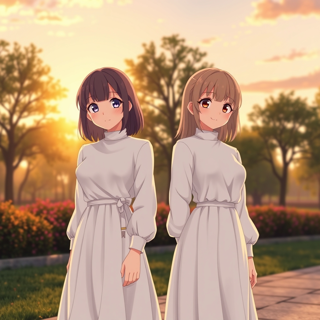 ۲ دختر انیمه ای زیبا با لباس های سفید15